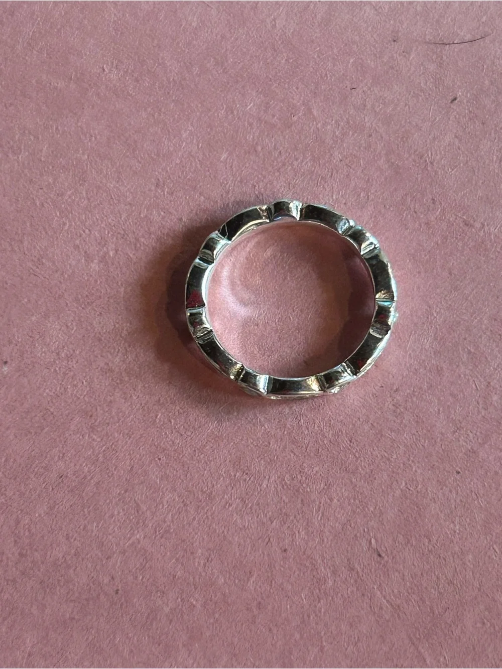 Vintage Silver Tone Eternity Ring With Round and Marquise-Cut Stones. Size 6.